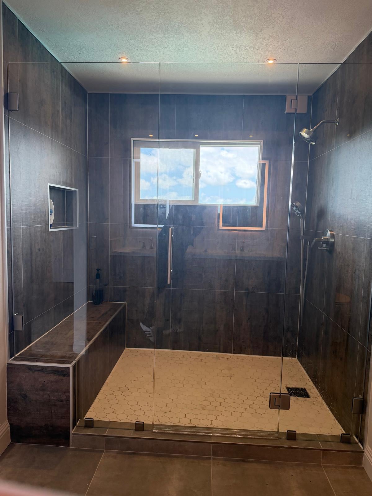 Walk-in shower detail in a Mission Viejo bathroom remodel